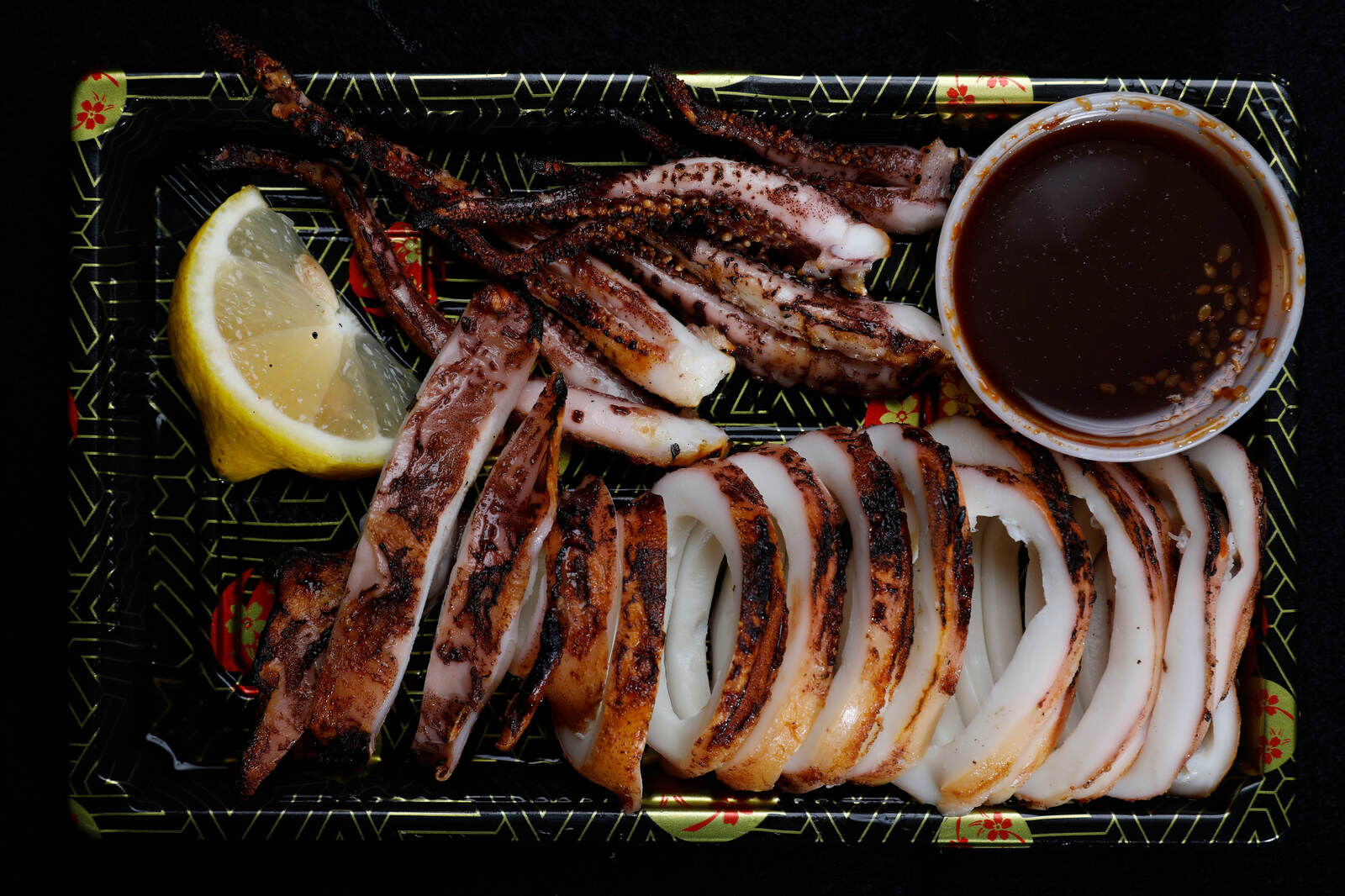 Whole grilled squid